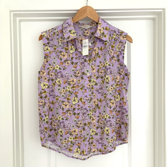 LOFT Tops - NWT LOFT Floral Collar Top Size S